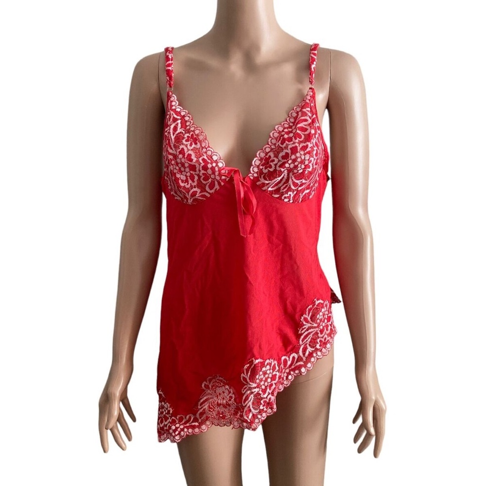 “Illusion” 60’s Red Lace Trim Camisole